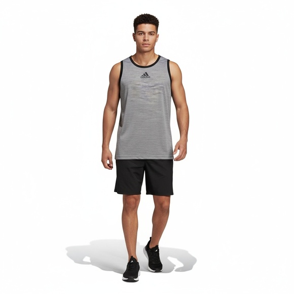 Adidas Mens 2XL Heathered Grey Athletic Workout Tank Top Sleeveless Sporty - Picture 3 of 6